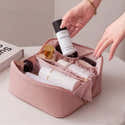 Trousse De Maquillage De Voyage - Double Fermeture Éclair, Imperméable, Grande Capacité (23x16x17 Cm) - Motif Crâne Rose - Cadeau Fille/Femme - 7